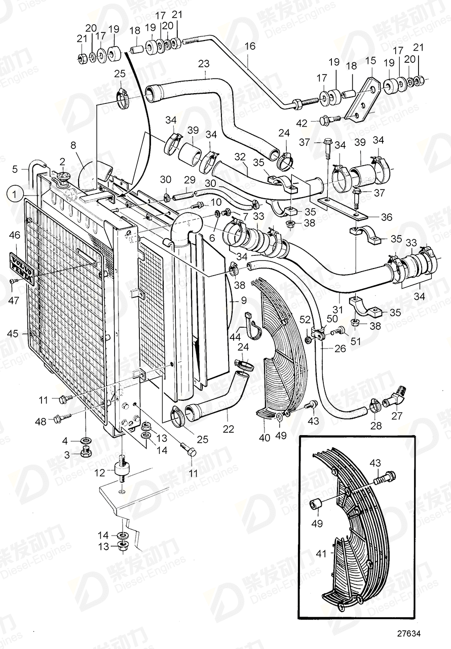 VOLVO Fan protector 865883 Drawing